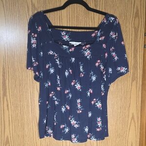 Lucky Brand Navy Floral Blouse